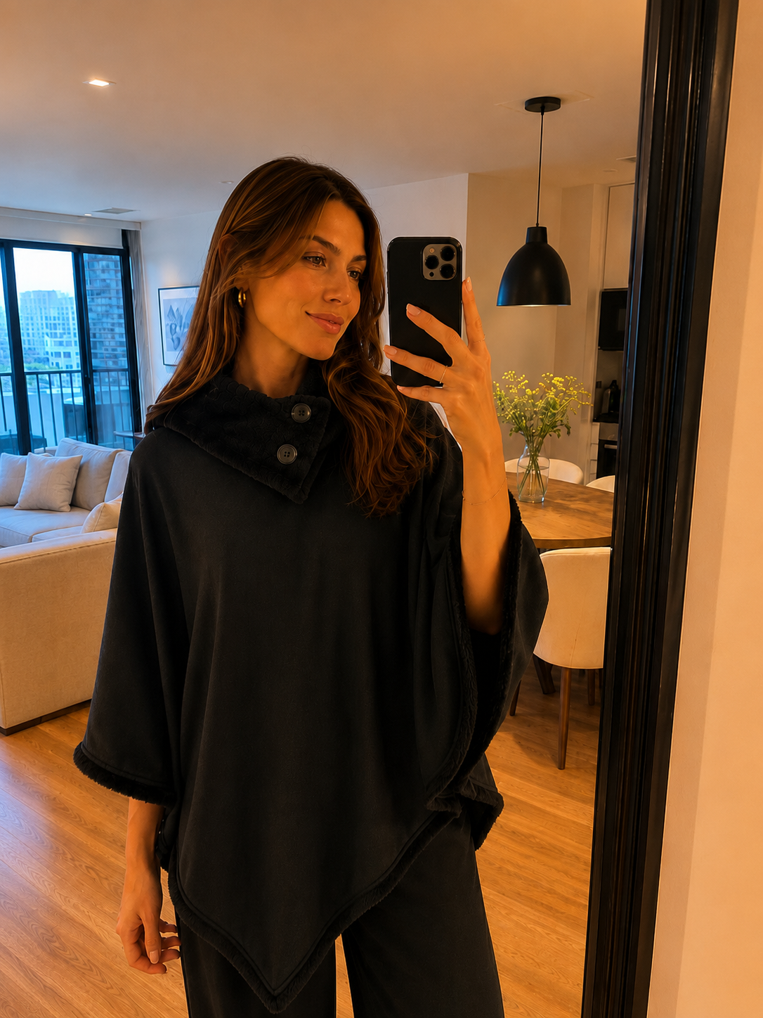 Poncho Liso con Corderito por Dentro