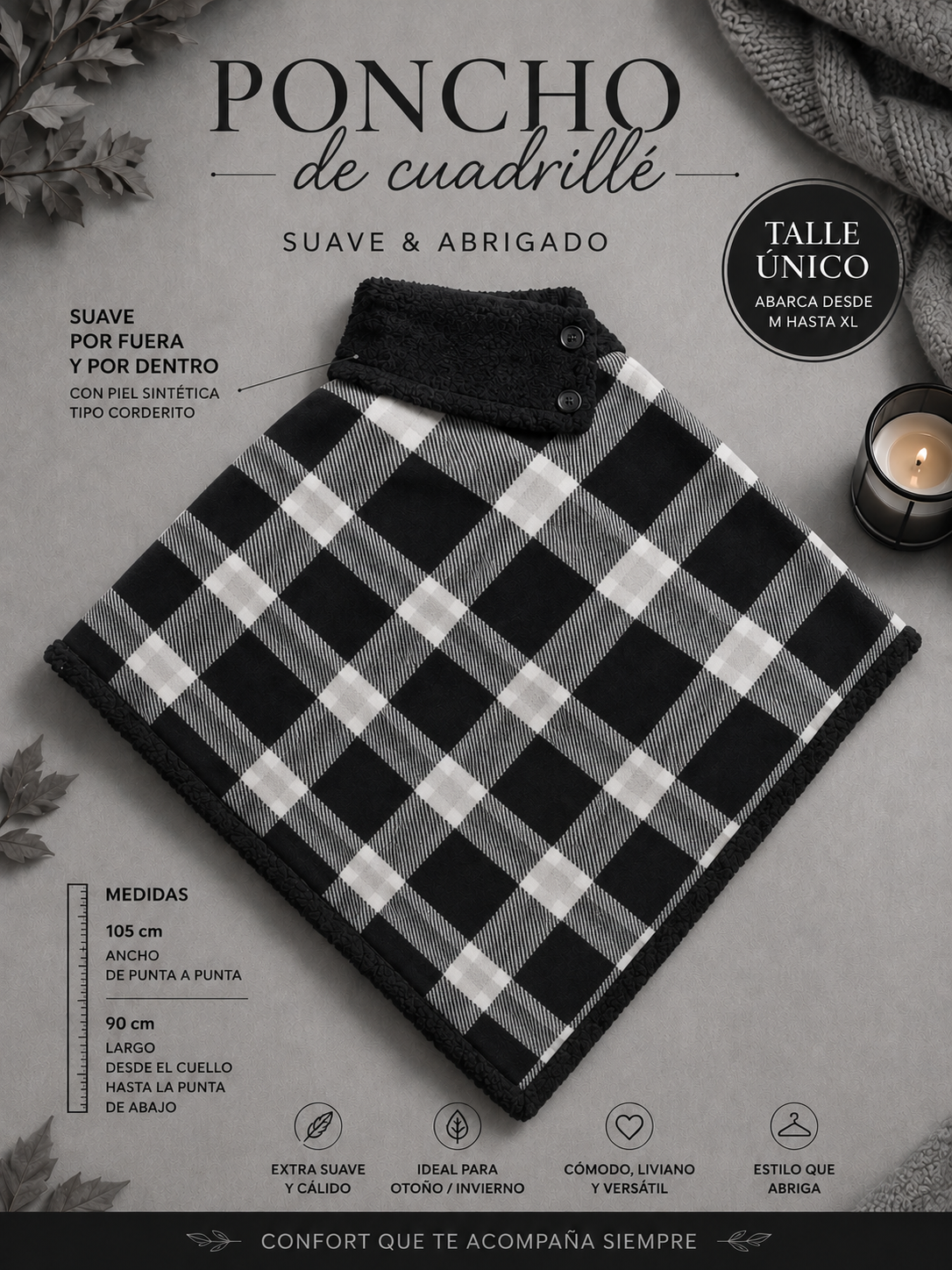 Poncho Cuadrillé con Corderito