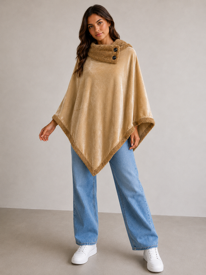 Poncho Liso con Piel Corderito