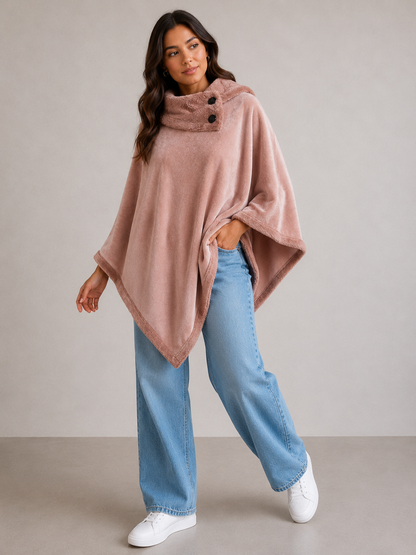 Poncho Liso con Piel Corderito