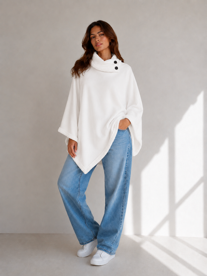Poncho Liso con Piel Corderito