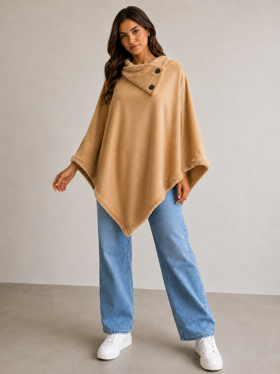 Poncho Liso con Corderito por Dentro