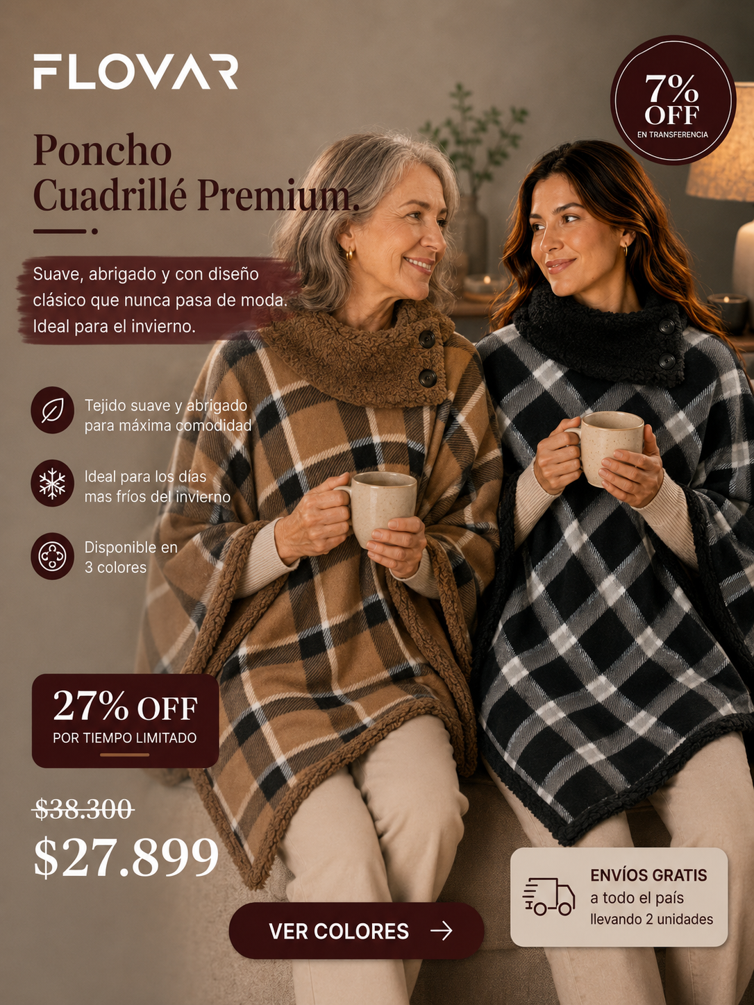 Poncho Cuadrillé con Corderito