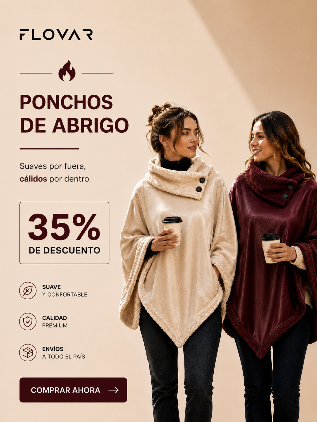 Poncho Liso con Corderito por Dentro