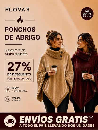 Poncho Liso con Piel Corderito